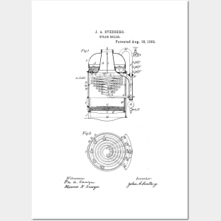 Steam Boiler Vintage Patent Hand Drawing Posters and Art